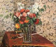Camille Pissarro Table flowers painting